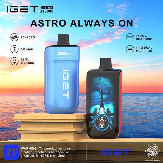 Iget Astro 18k  Puffs Vape Shop Kerala Disposable Vape